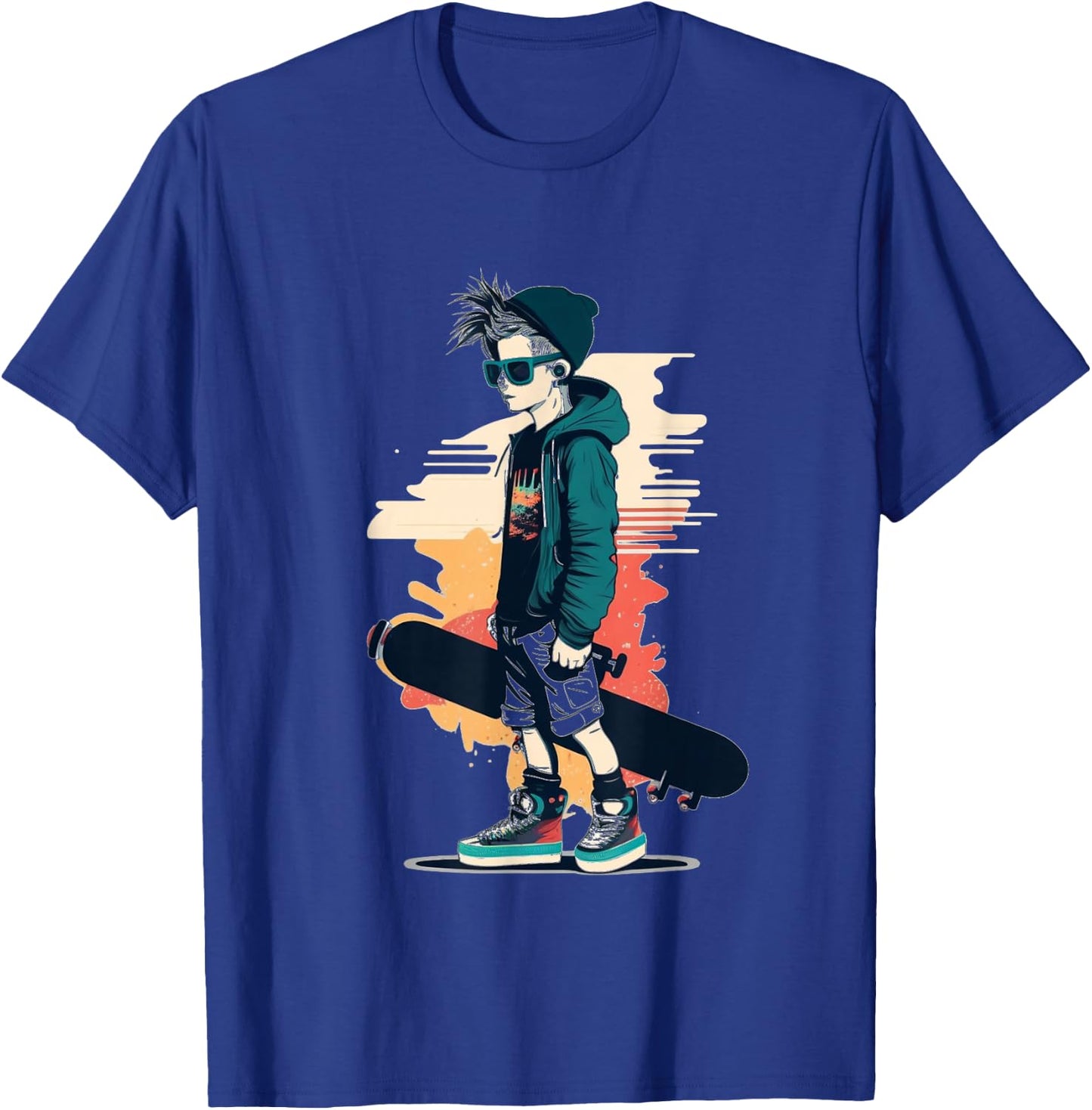 Cool Skateboard Boy , black T-Shirt - T-Shirt | Royal