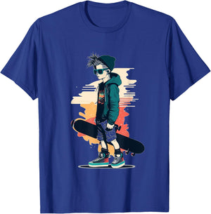 Cool Skateboard Boy , black T-Shirt - T-Shirt | Royal