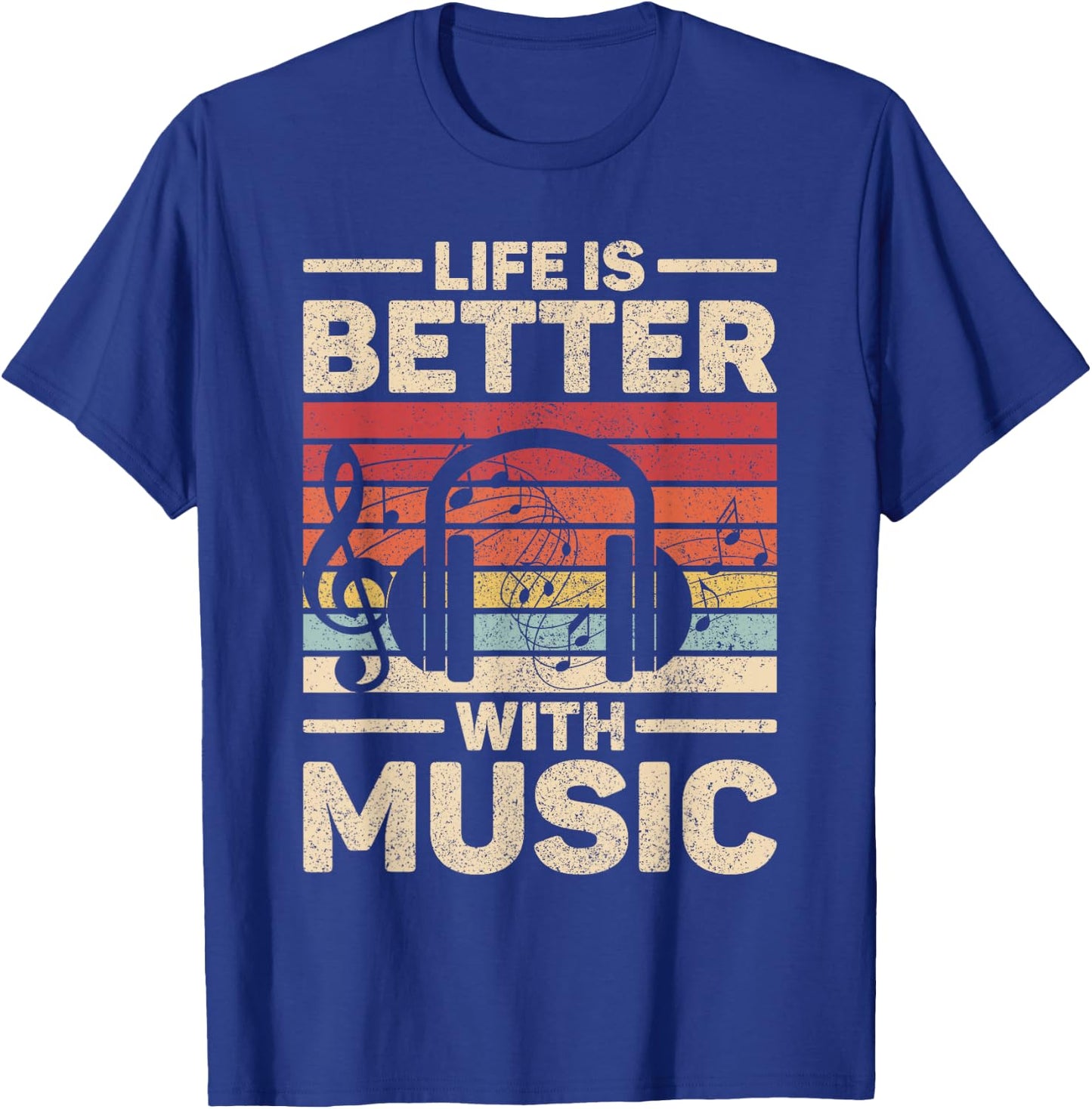 Life is Better with Music Lover Musician Outfit EDM Music DJ T-Shirt - T-Shirt | Royal