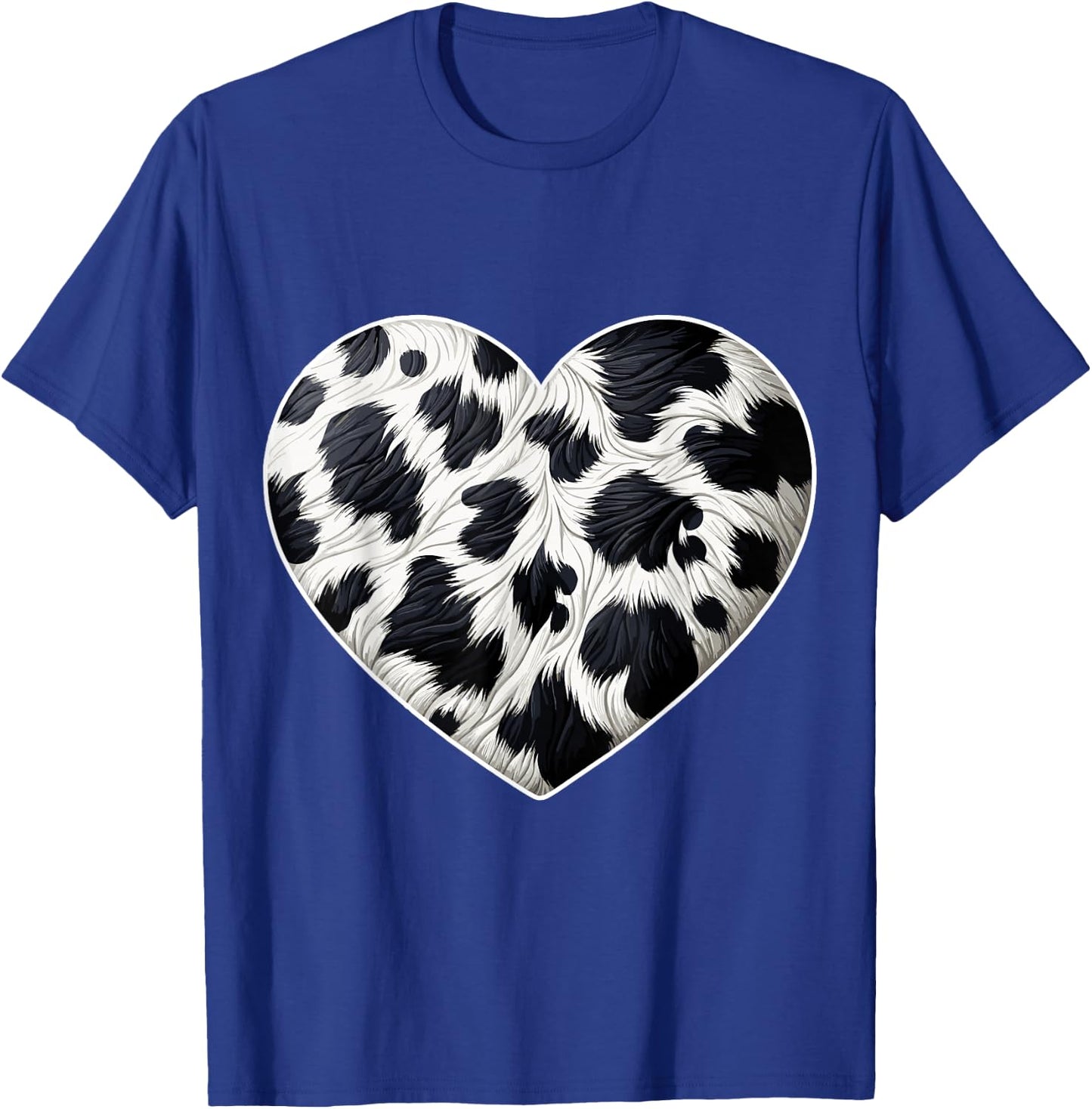 Cow Print Heart Cow Farmer T-Shirt - T-Shirt | Royal