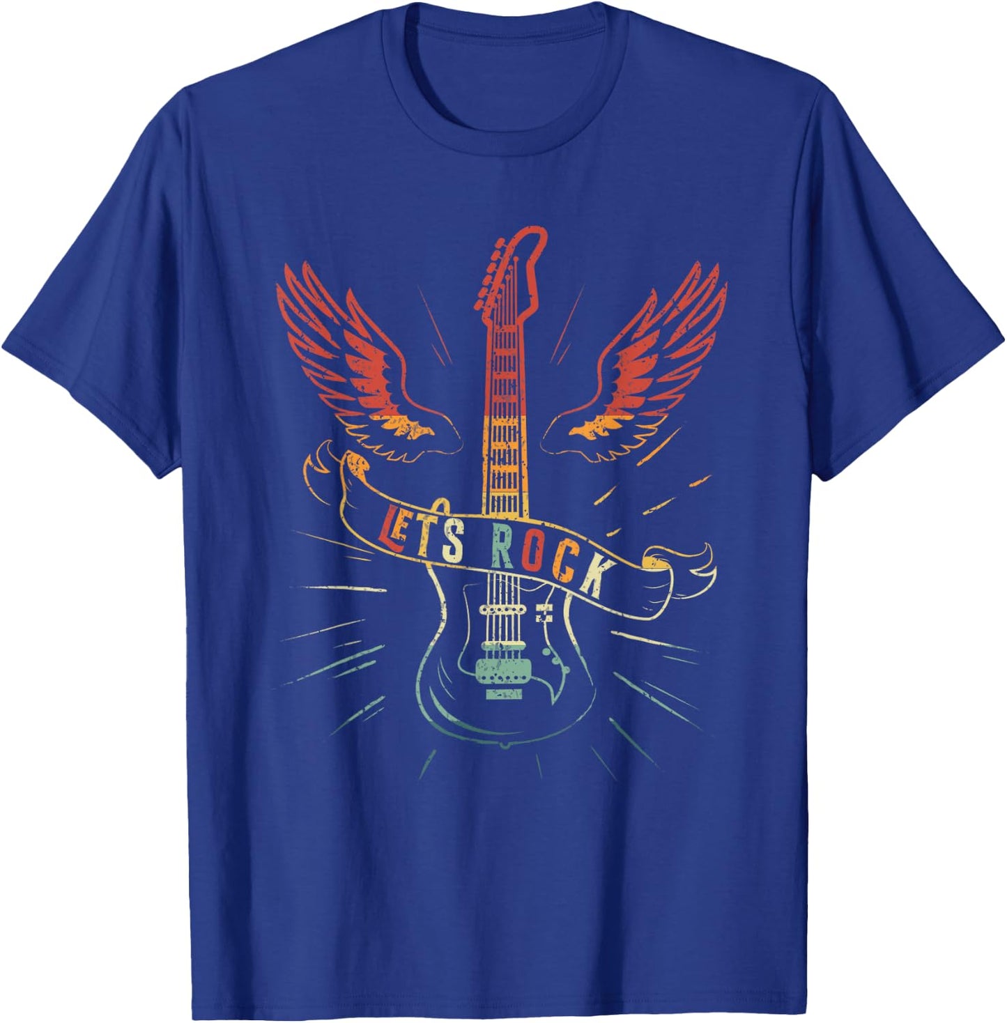 Lets Rock n Roll Guitar Retro Lovers , black T-Shirt - T-Shirt | Royal