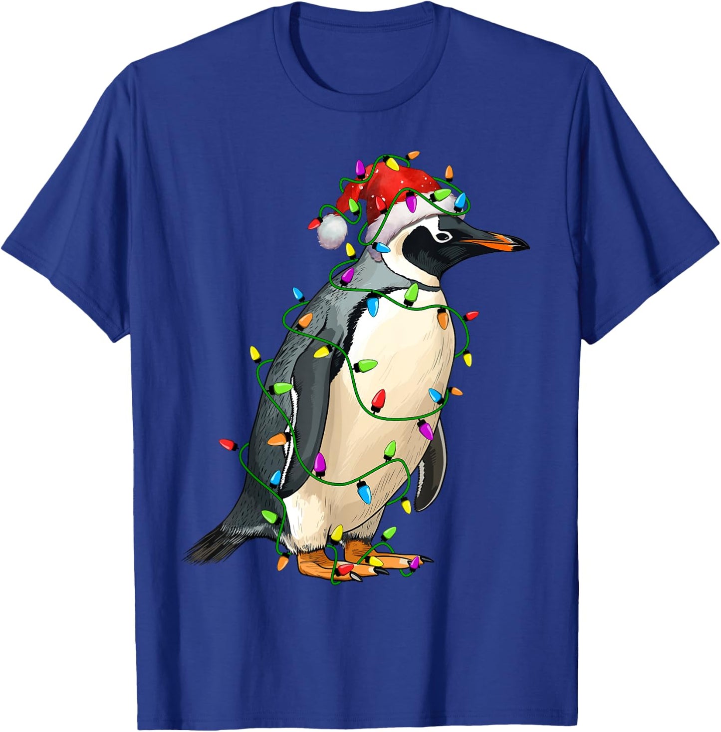 Penguin Santa Christmas Tree Lighting Xmas Funny T-Shirt - T-Shirt | Royal