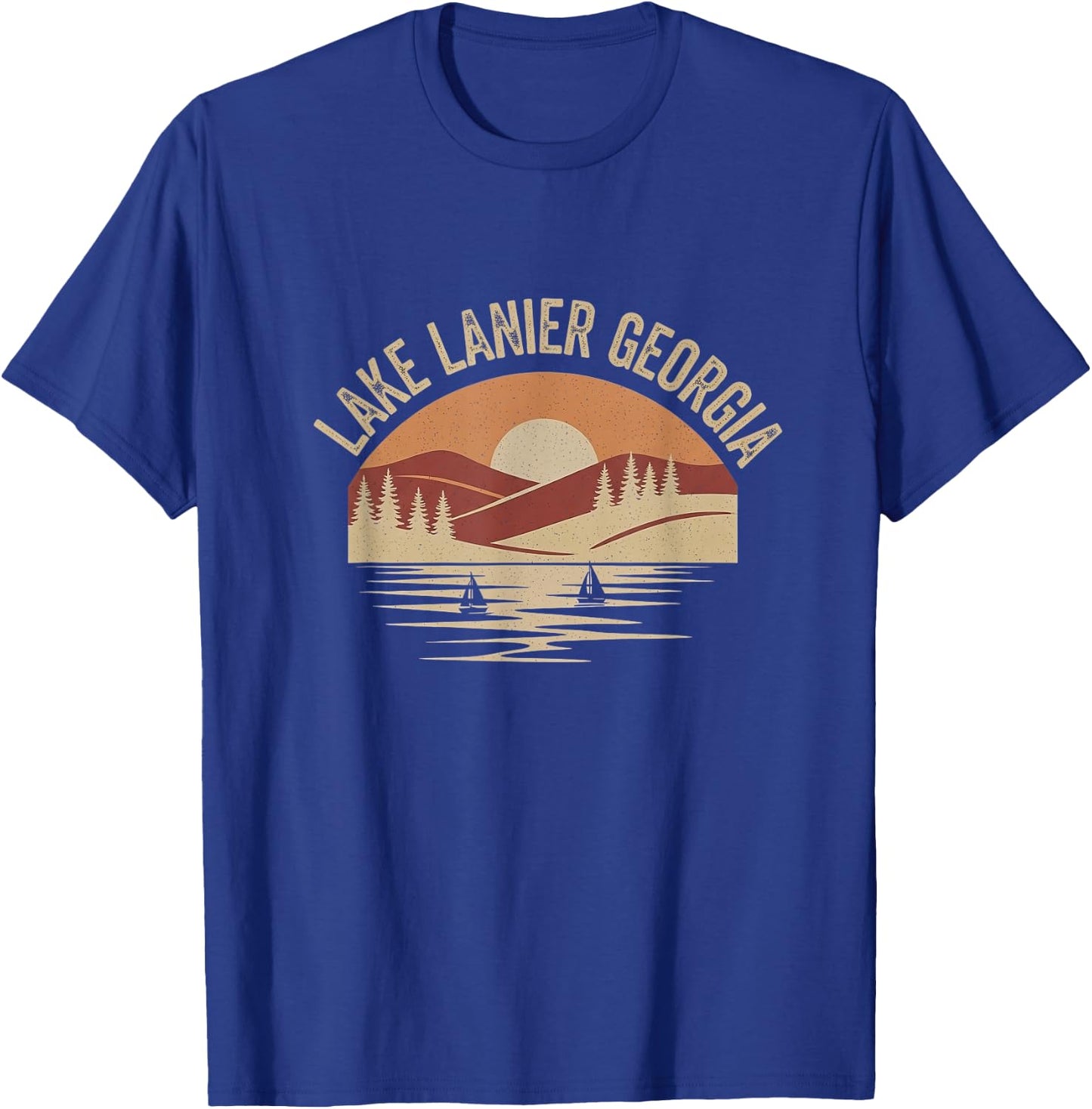 Retro Lake Lanier Georgia Drawing Art Design T-Shirt - T-Shirt | Royal