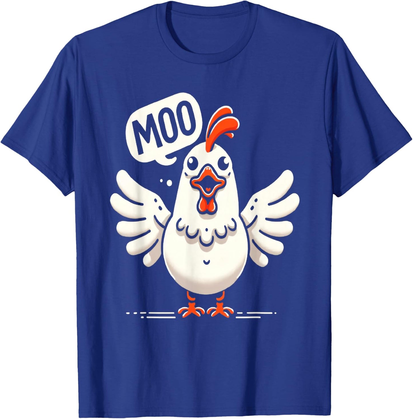 Moo Says the Chicken - Comical Cow-Chicken Fusion Graphic T-Shirt - T-Shirt | Royal