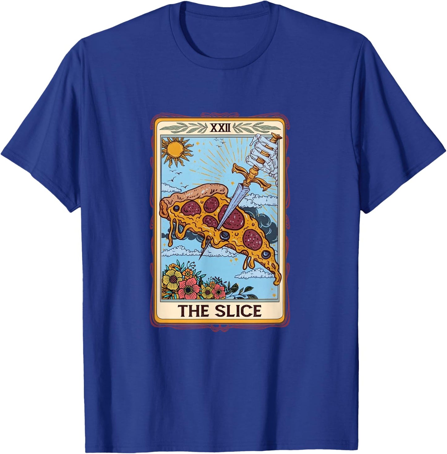 The Slice Tarot Card Funny Pizza Slice Pizza Lover Italian , black T-Shirt - T-Shirt | Royal