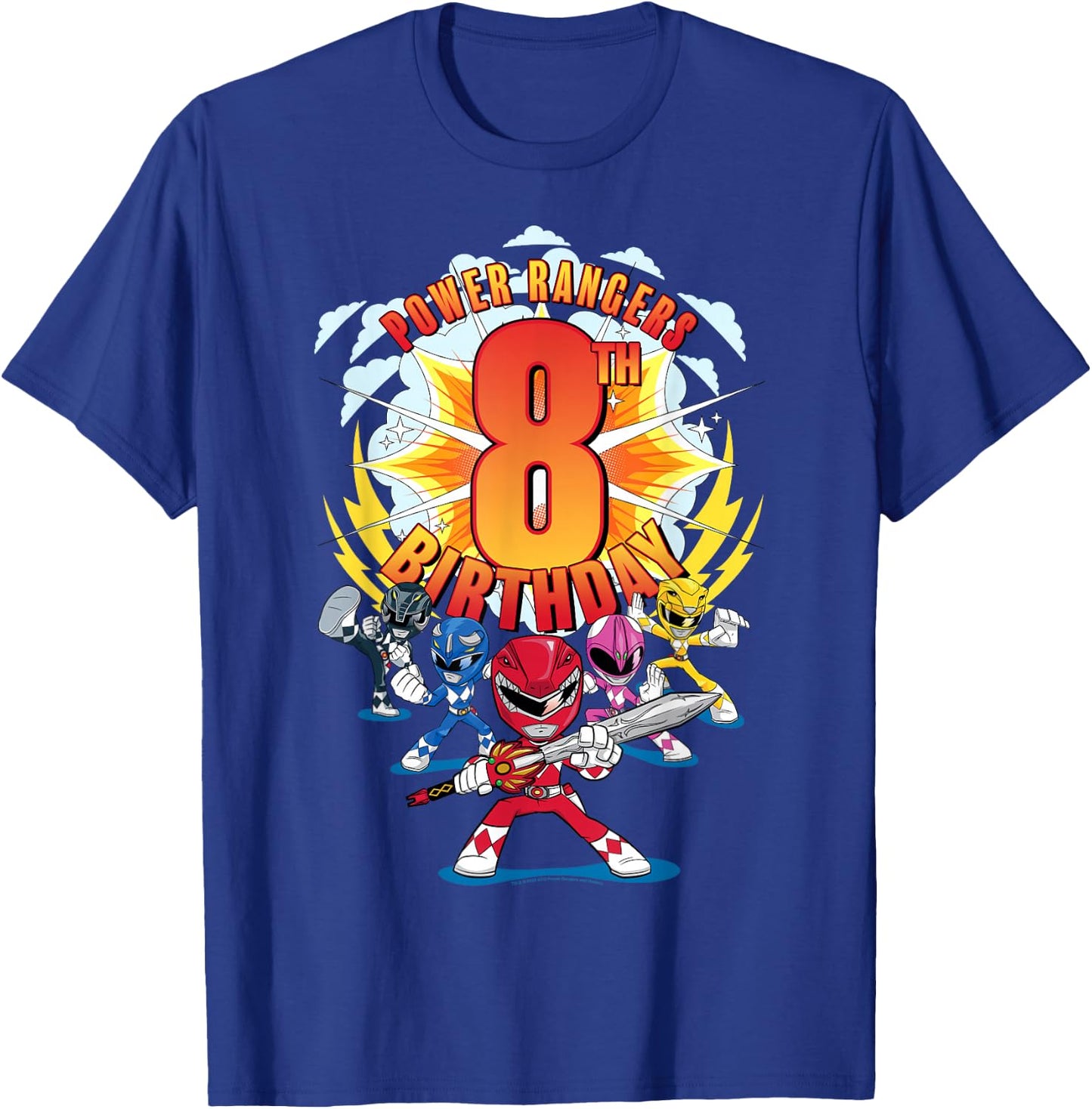 Power Rangers Awesome 8th Birthday Mini Action Shot T-Shirt - T-Shirt | Royal