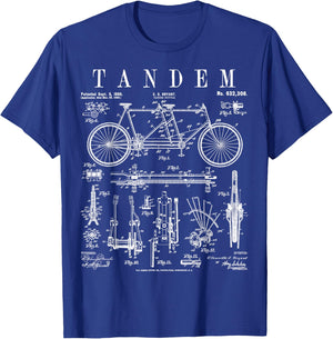 Tandem Bicycle Cycling Cyclist Biker Bike Vintage Patent T-Shirt - T-Shirt | Royal