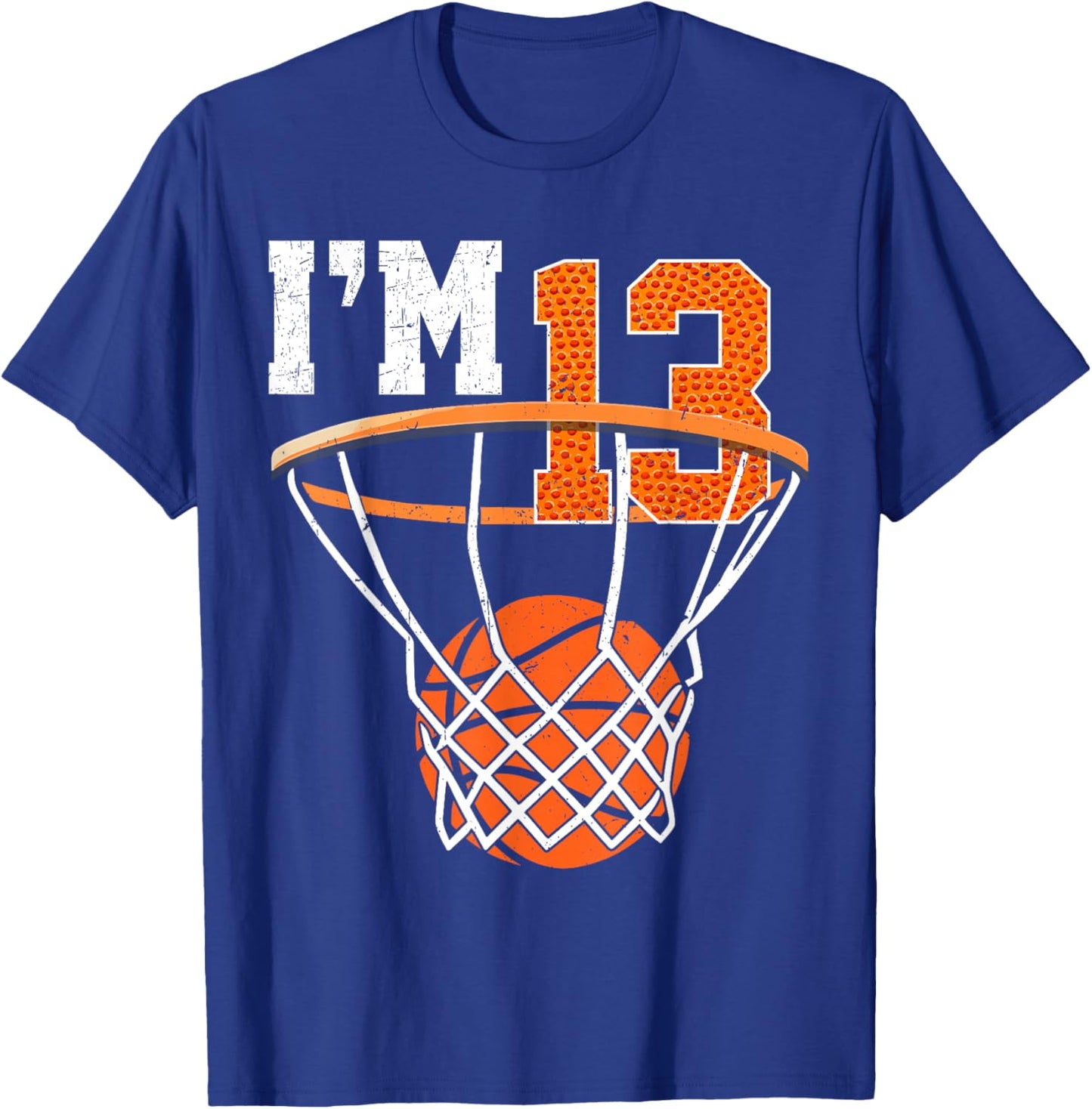 13th Birthday Shirt Boys Basketball 13 Year Old Teenager T-Shirt - T-Shirt | Royal