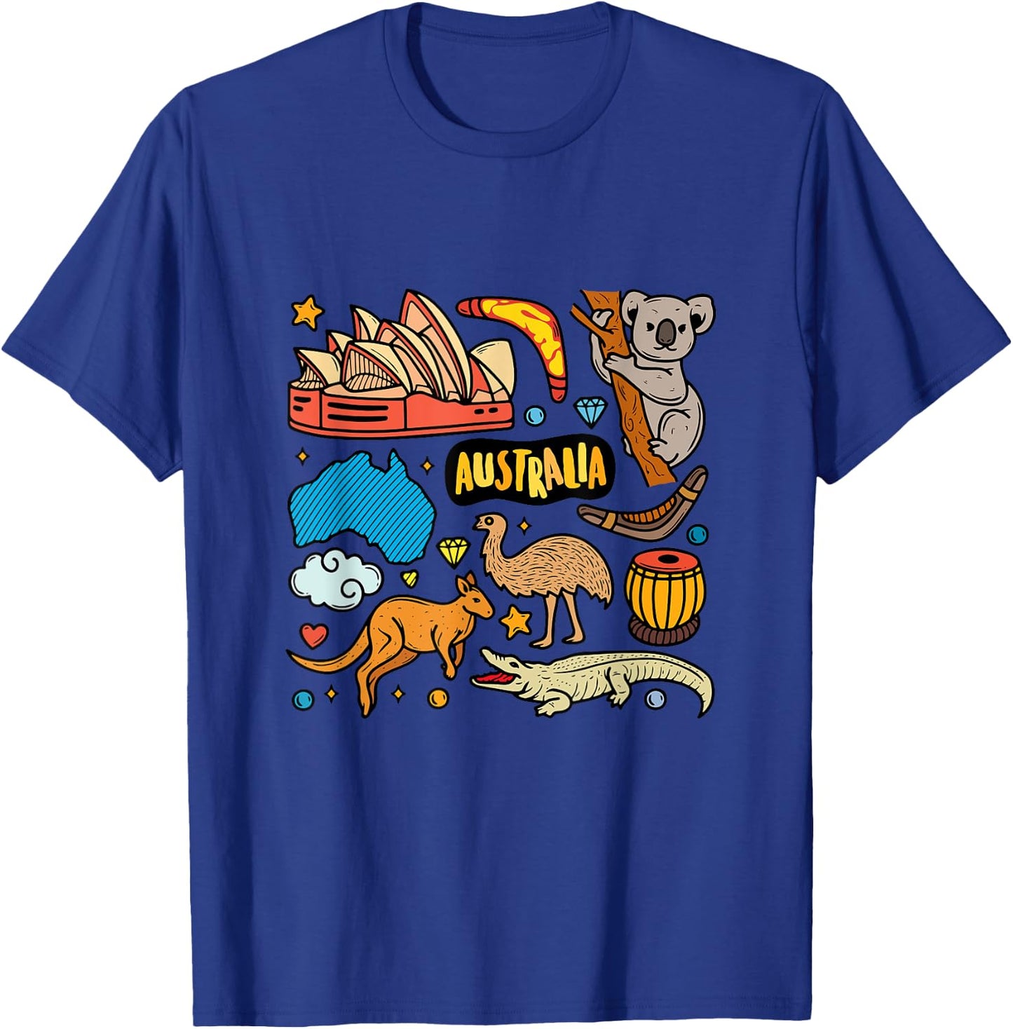 Australian Animals And Famous Tourism Icons Australia Travel T-Shirt - T-Shirt | Royal