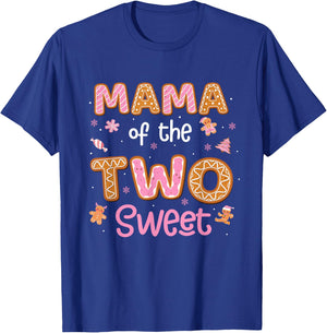 Mama Of The Two Sweet Gingerbread 2nd Birthday Girl Xmas T-Shirt - T-Shirt | Royal