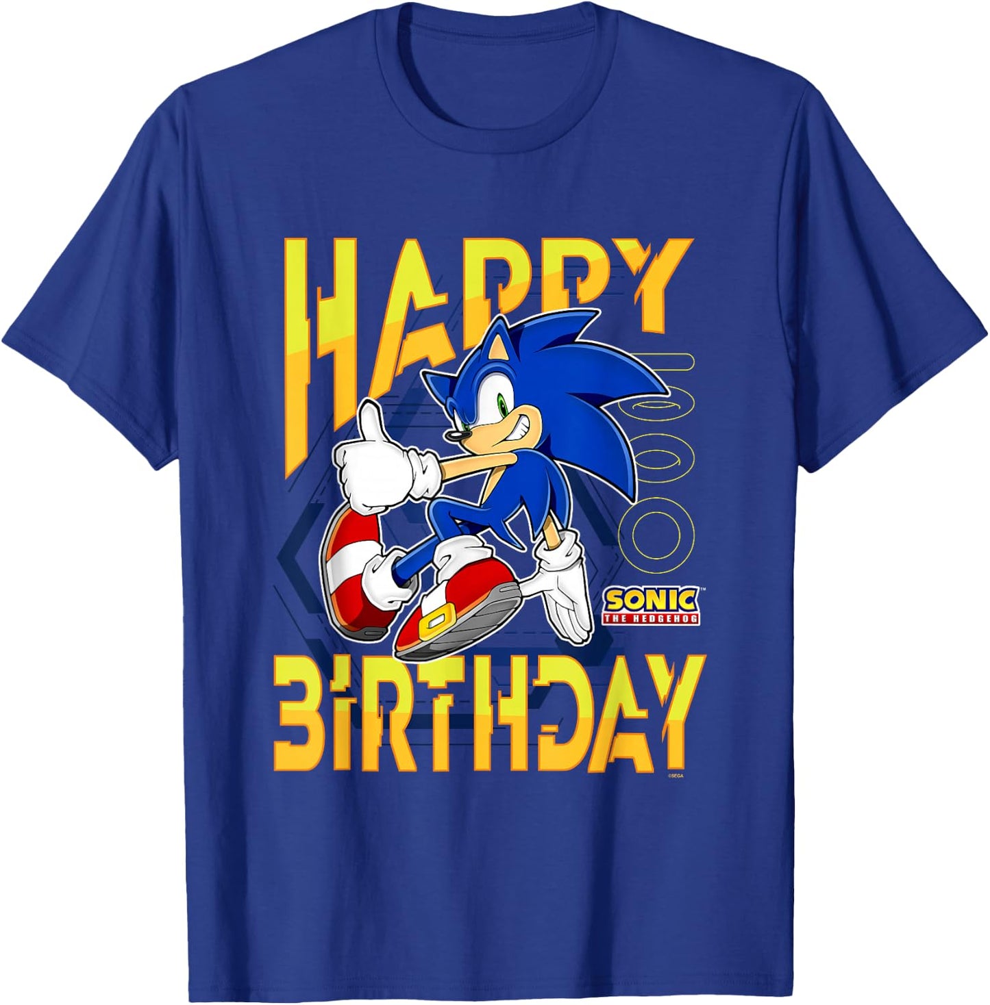 Sonic The Hedgehog Birthday Happy Birthday Thumbs Up Logo T-Shirt - T-Shirt | Royal