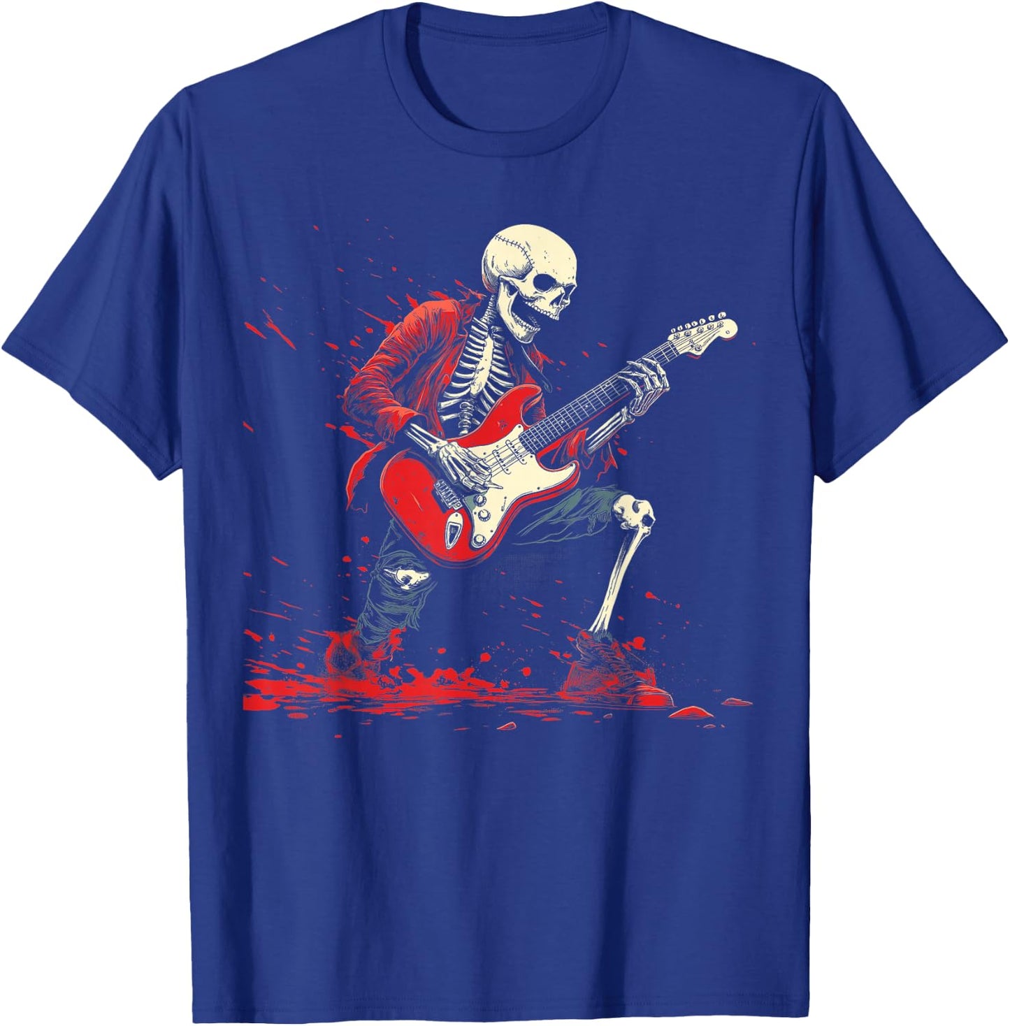 Rockin' Skeleton- Electric Guitar Halloween Punk Rock T-Shirt - T-Shirt | Royal