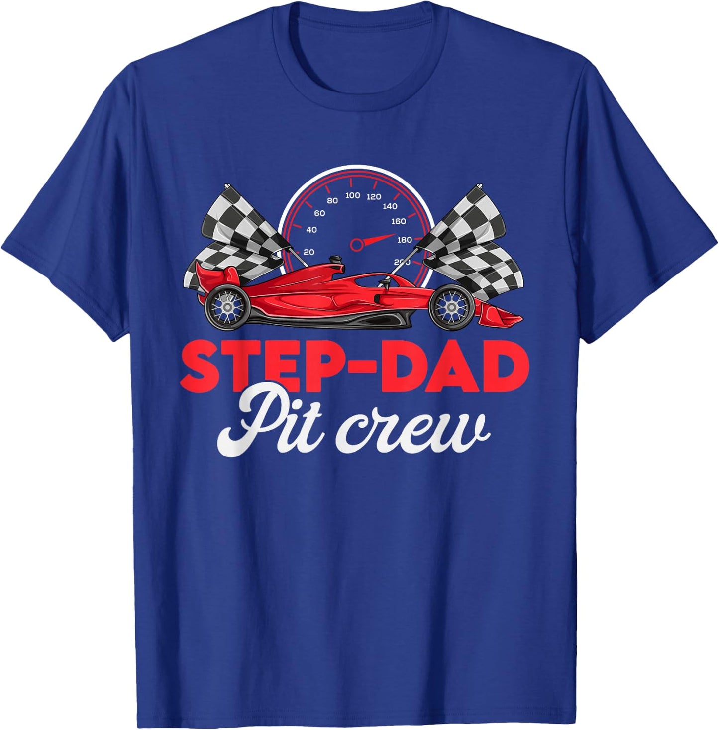 Race Car Step Dad Of Birthday Boy Shirt, Step Dad Pit Crew T-Shirt - T-Shirt | Royal