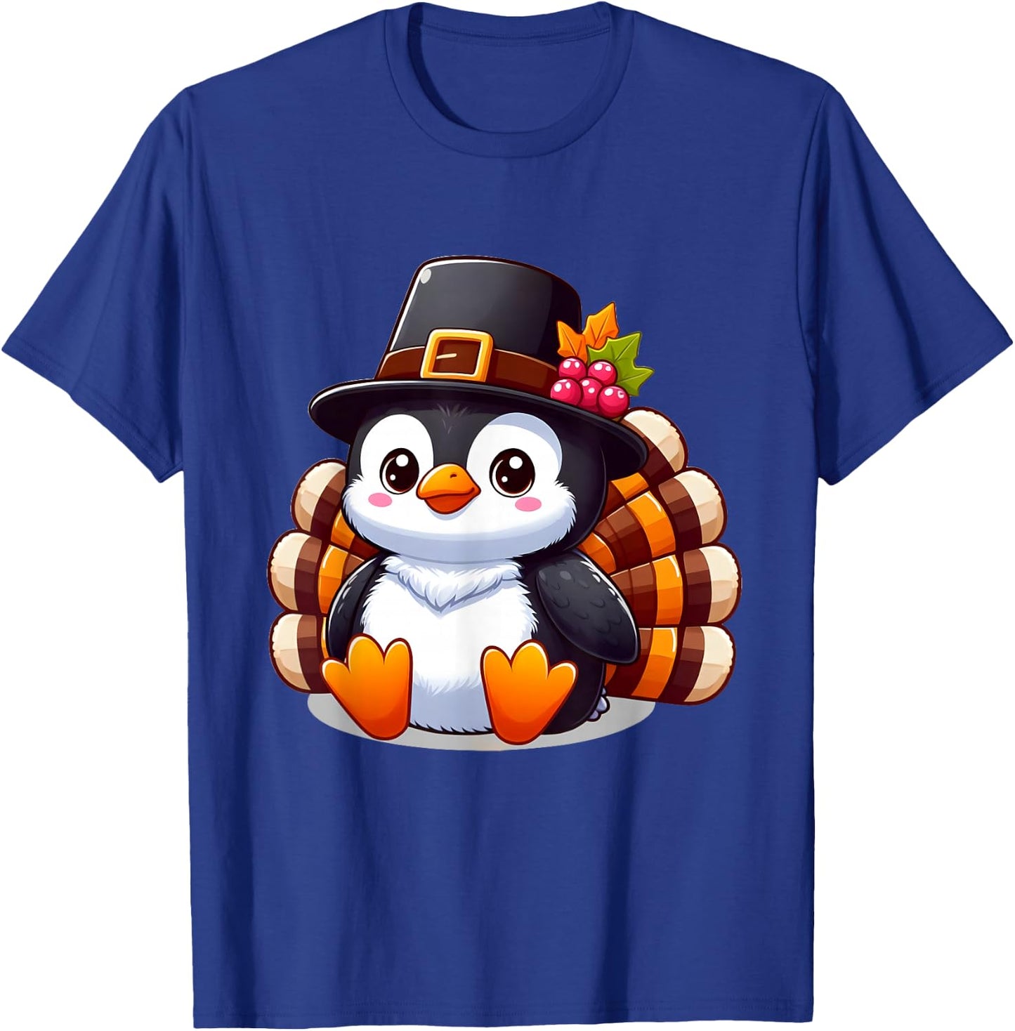 Thanksgiving Penguin Collection Thanksgiving Penguin - -Adult, Black, Small, Short Sleeve T-Shirt - T-Shirt | Royal