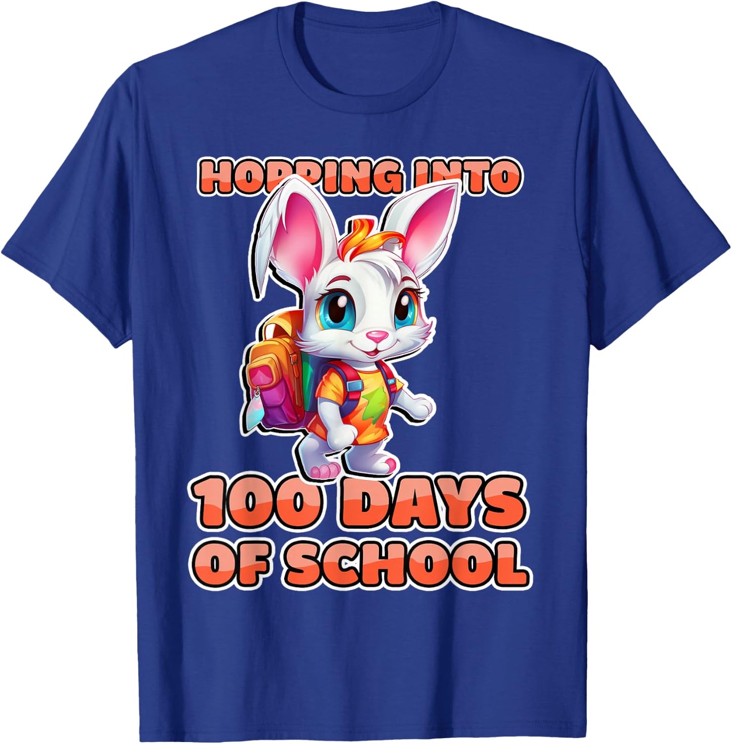 100 Days Of School Shirt Rabbit Hopping Into 100th Day T-Shirt - T-Shirt | Royal