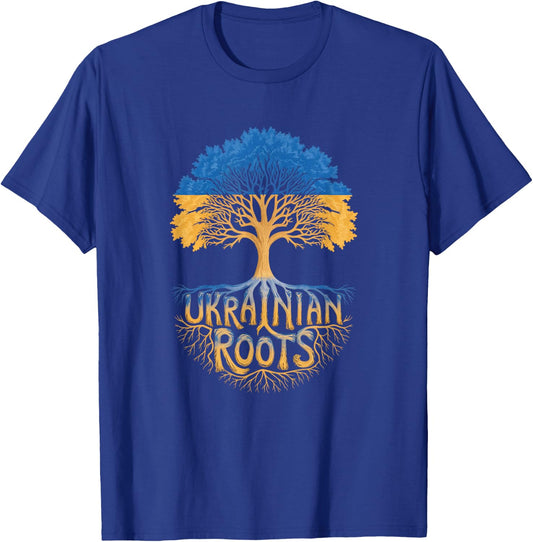 Ukrainian Roots - Ukraine Flag Colors Family Tree Souvenir T-Shirt - T-Shirt | Royal