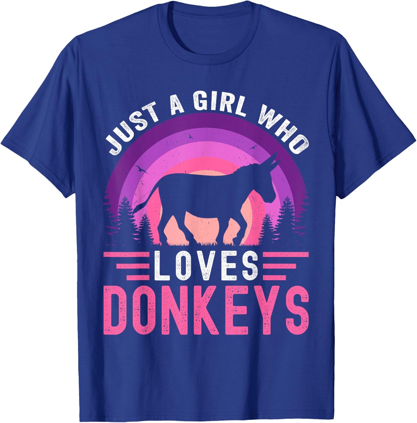 Just A Girl Who Loves Donkeys Retro Vintage Donkey T-Shirt - T-Shirt | Royal
