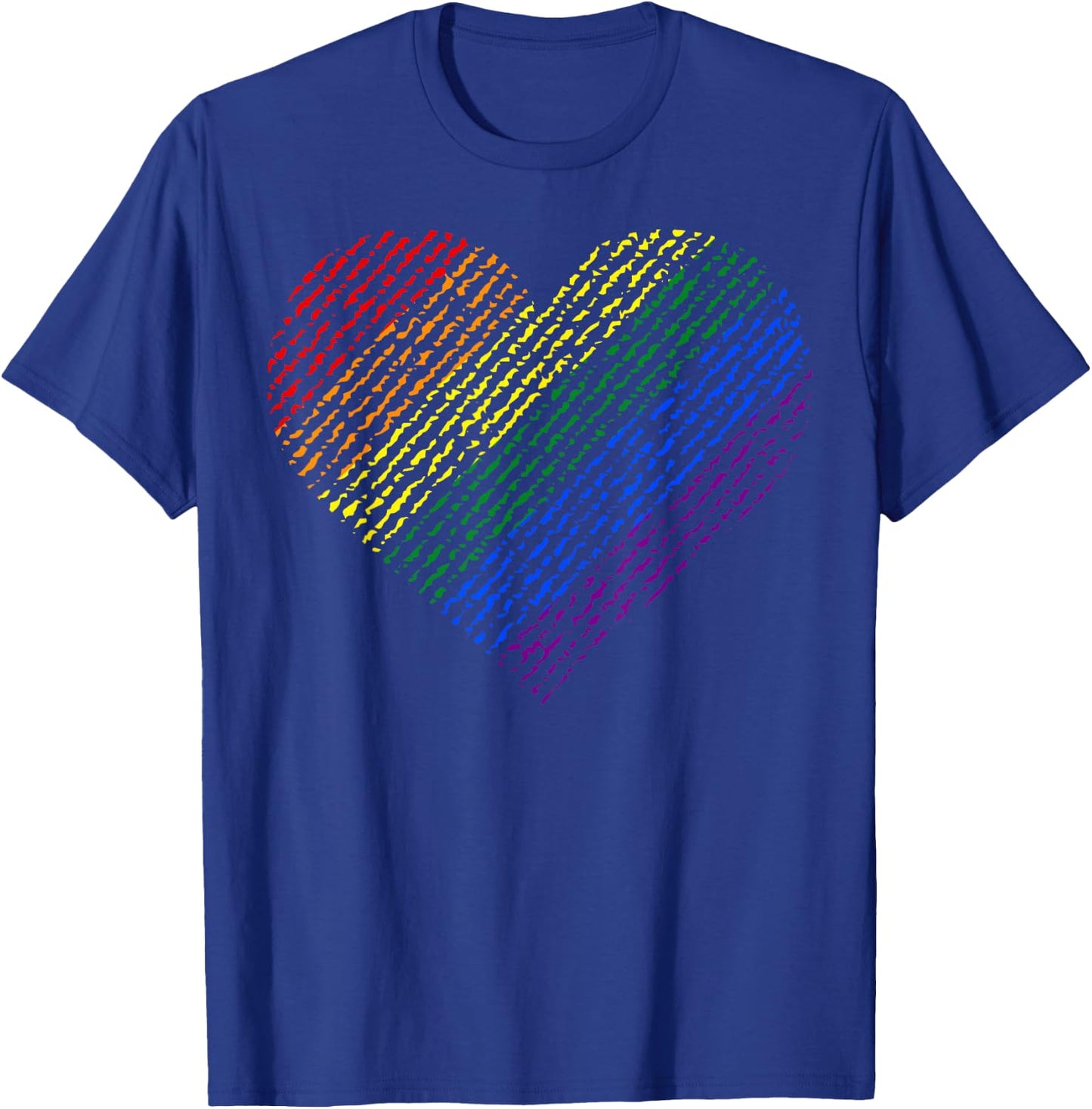 Large Rainbow Heart LGBT Gay Pride Love Support T-Shirt - T-Shirt | Royal