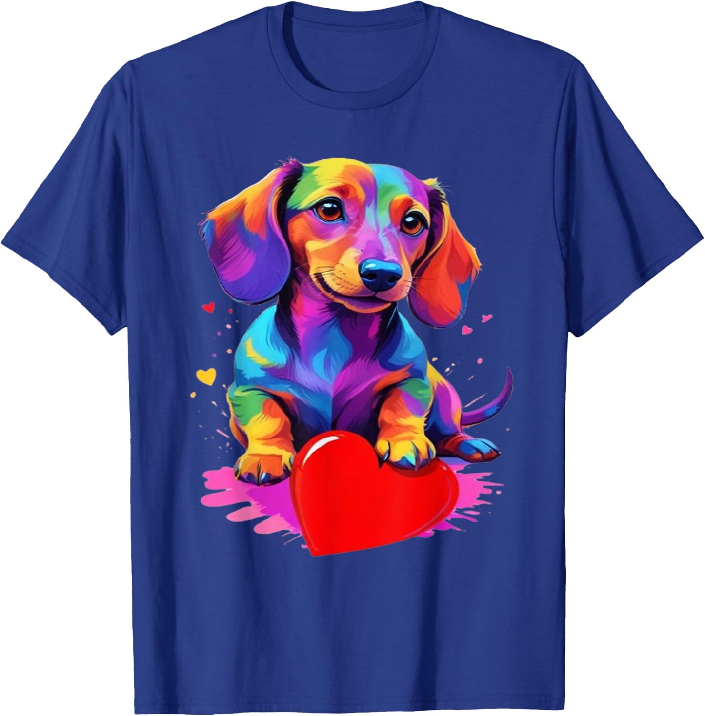 Dachshund Shirt - Colourful Dachshund Heart Graphic , black T-Shirt - T-Shirt | Royal