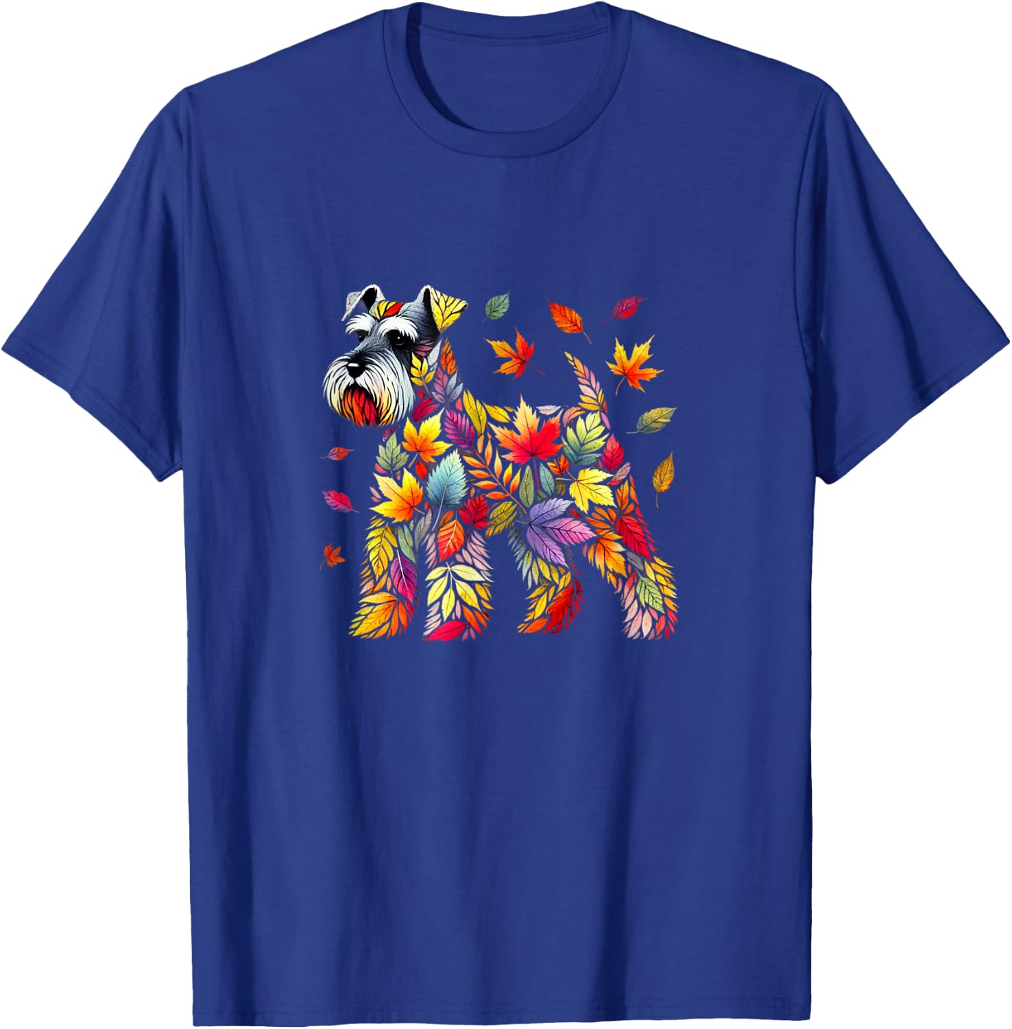 Charming Schnauzer in Autumn Leaves Fall Dog Lover's Design T-Shirt - T-Shirt | Royal