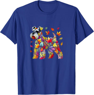 Charming Schnauzer in Autumn Leaves Fall Dog Lover's Design T-Shirt - T-Shirt | Royal