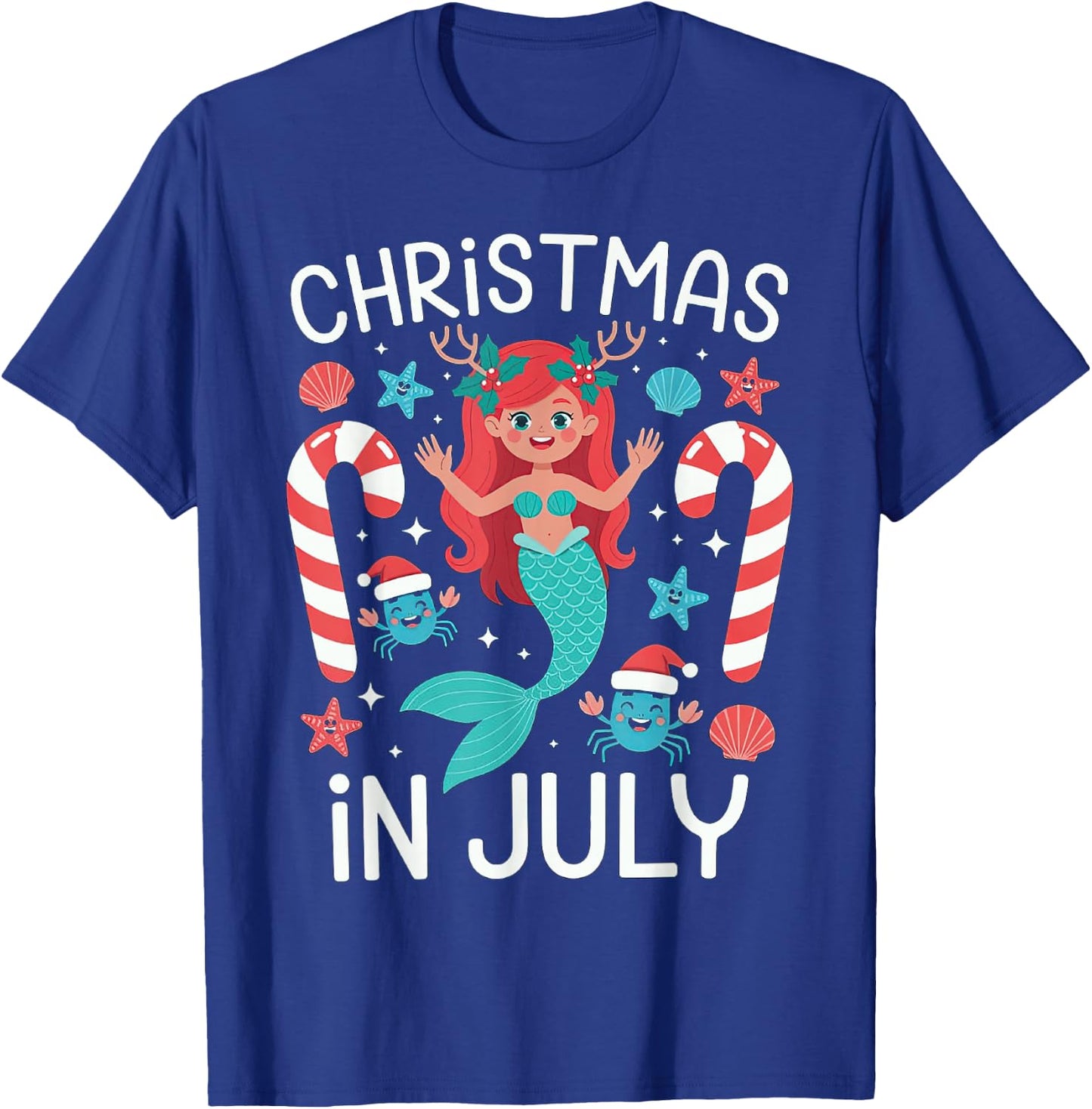 Christmas In July Cute Mermaid Summer T-Shirt - T-Shirt | Royal