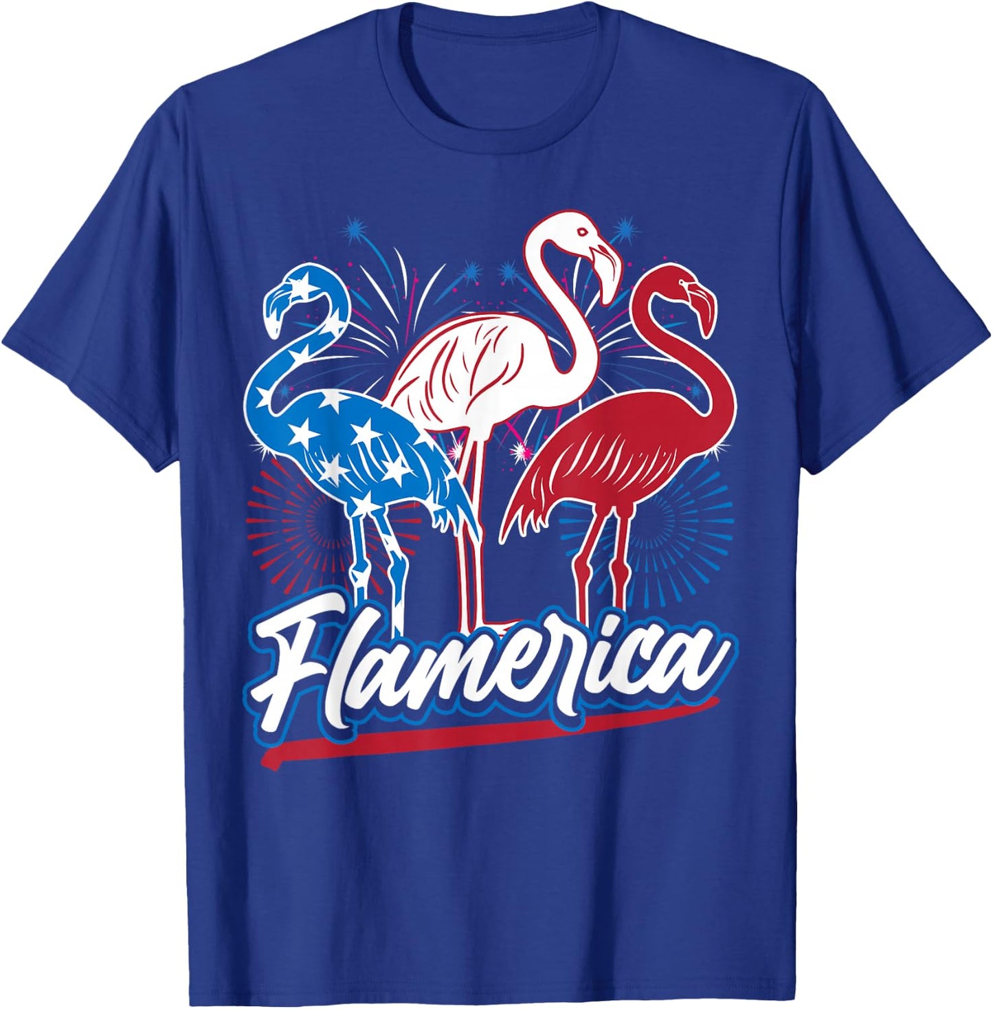 Funny Flamingo 4th of July Patriotic American Flag Women's T-Shirt - T-Shirt | Royal