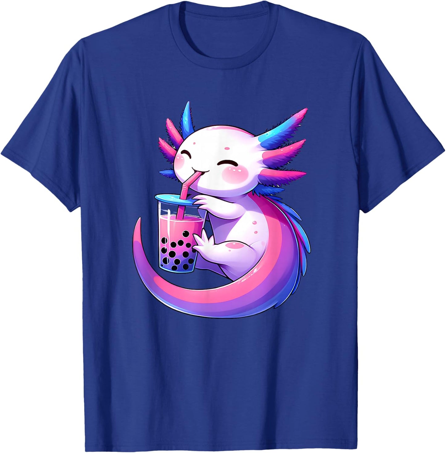 Kawaii Axolotl Bisexual Bubble Tea LGBT Subtle Pride Month T-Shirt - T-Shirt | Royal