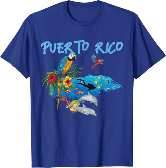 Puerto Rico Souvenir Parrot Scuba Diving Puerto Rican T-Shirt - T-Shirt | Royal