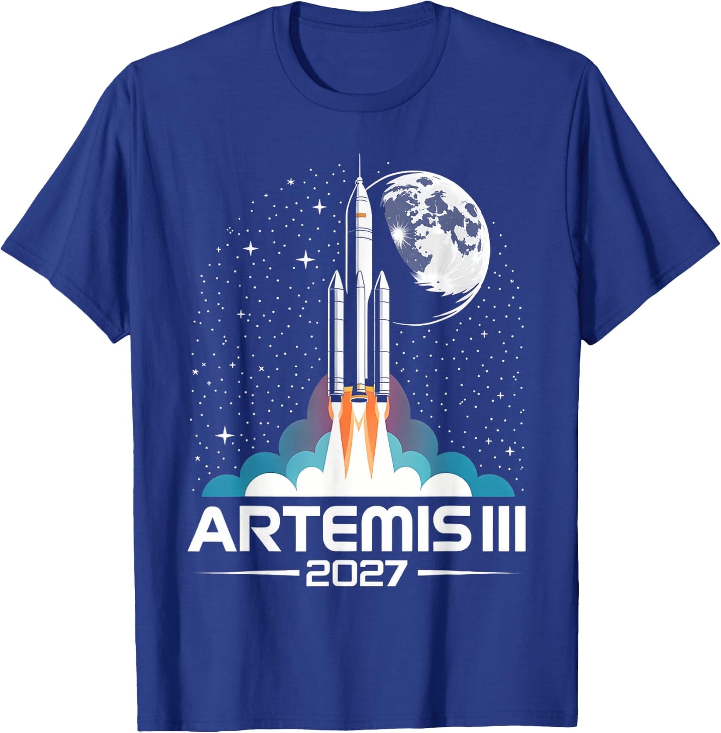 Artemis III 3 2027 Retro Space Earth Low Orbit T-Shirt - T-Shirt | Royal