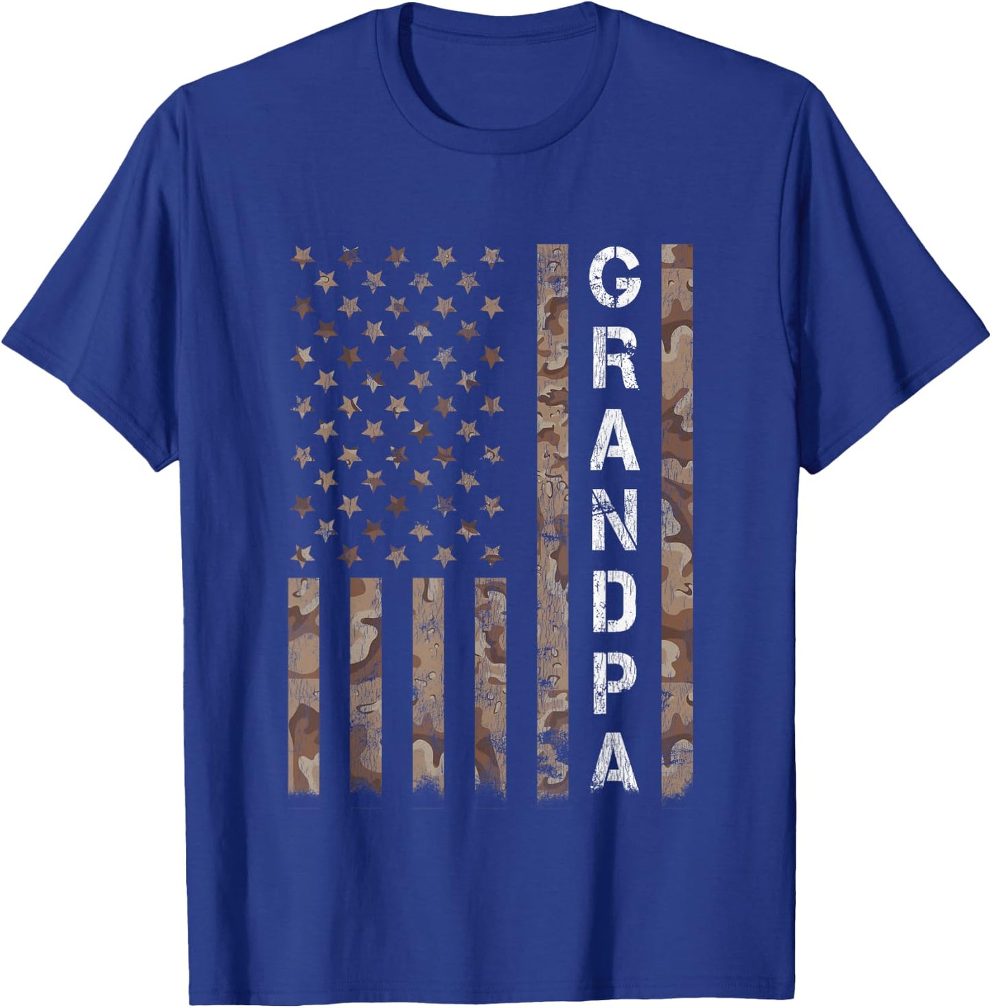 Grandpa Grandfather American Flag Fathers Day Men T-Shirt - T-Shirt | Royal