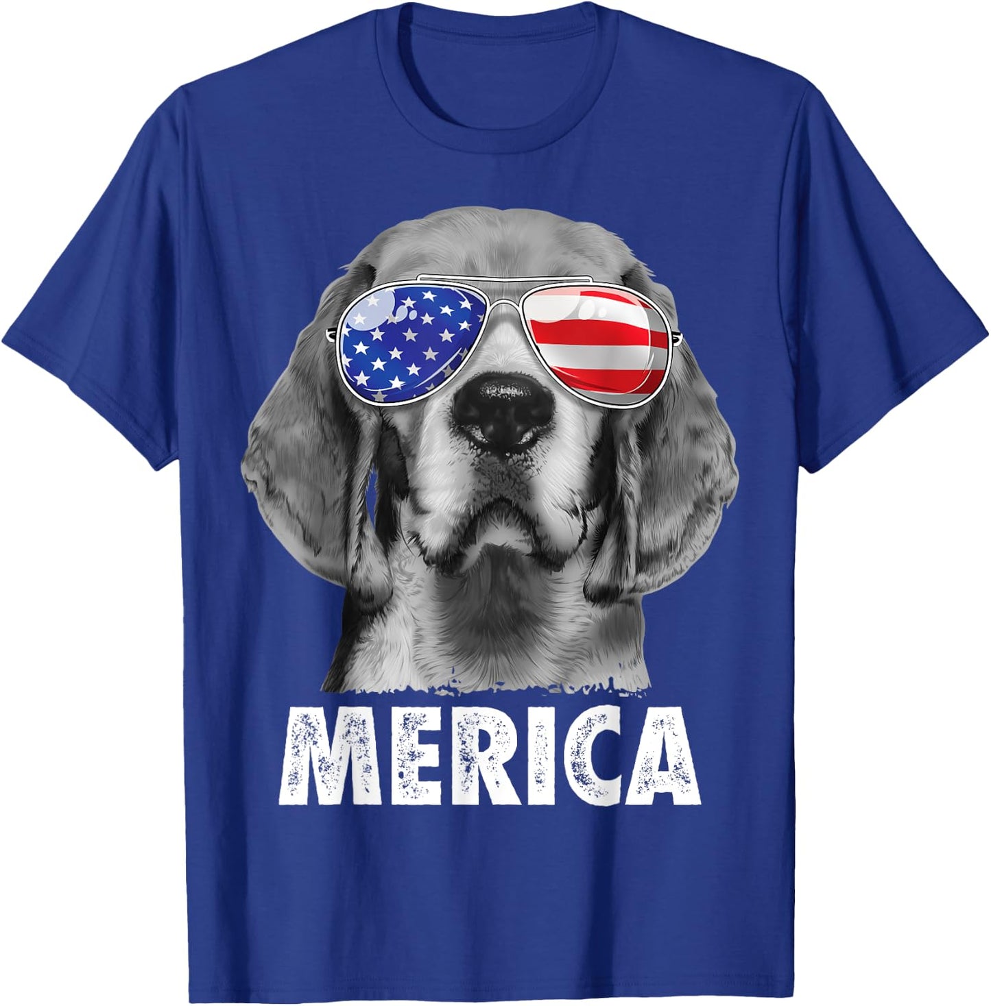 Beagle 4th of July Merica Sunglasses Men USA American Flag T-Shirt - T-Shirt | Royal