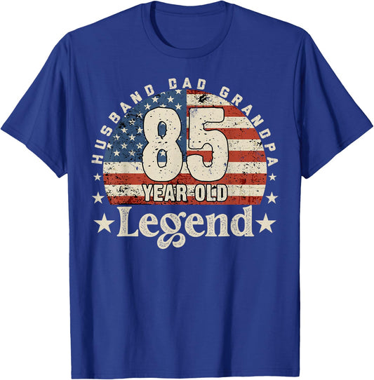 Husband Dad Grandpa 85 Years Old Legend 85th Birthday T-Shirt - T-Shirt | Royal