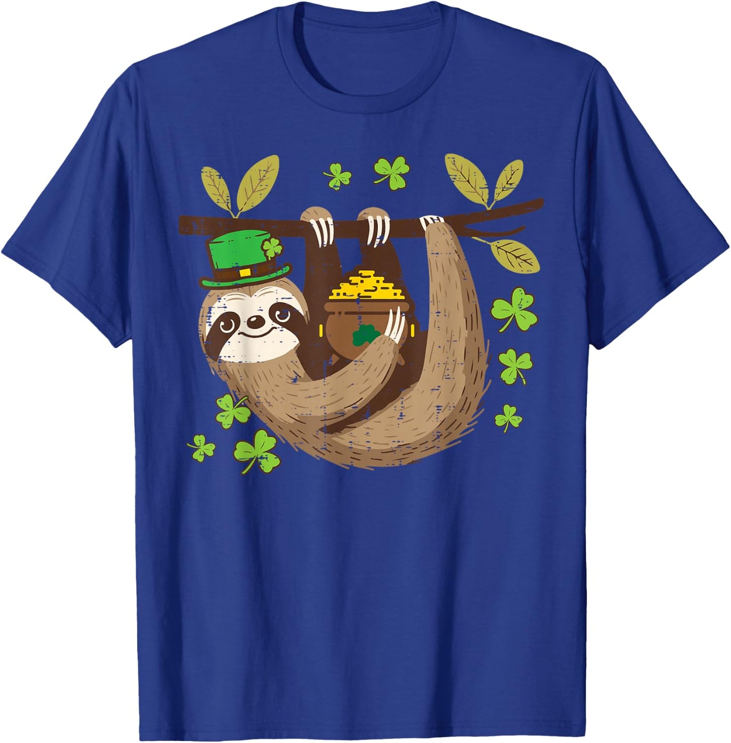 St Patricks Day Sloth Saint Pattys Paddys Kids Women Men T-Shirt - T-Shirt | Royal
