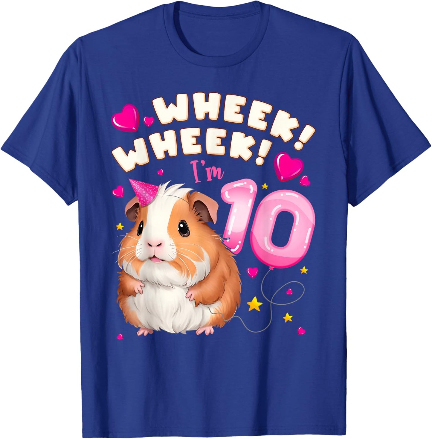 10th Birthday Girl 10 Years, Guinea Pig and Big Number 10 T-Shirt - T-Shirt | Royal