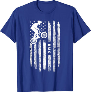 American Flag BMX Clothing - BMX Rider Vintage BMX T-Shirt - T-Shirt | Royal