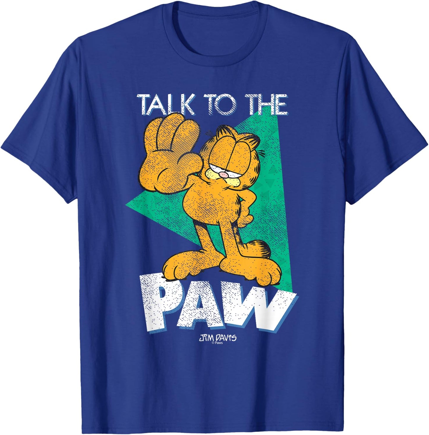 Garfield Distressed Talk to The Paw Retro Cartoon Cat T-Shirt - T-Shirt | Royal