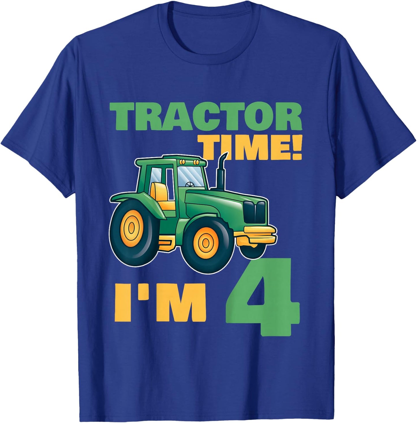 Tractor Birthday Shirt 4 - 4th Birthday Tractor Shirt T-Shirt - T-Shirt | Royal