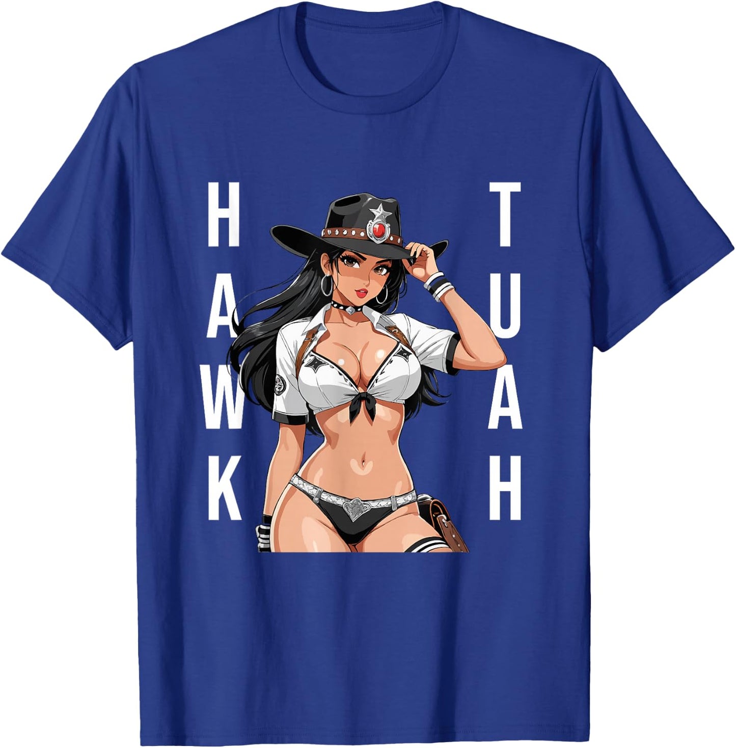 Hawk Tuah Sexy Waifu Anime Cowgirl Girl T-Shirt - T-Shirt | Royal