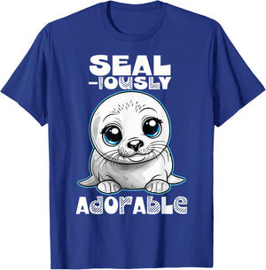 Seal-iously Adorable Baby Seal Funny Quote Design T-Shirt - T-Shirt | Royal