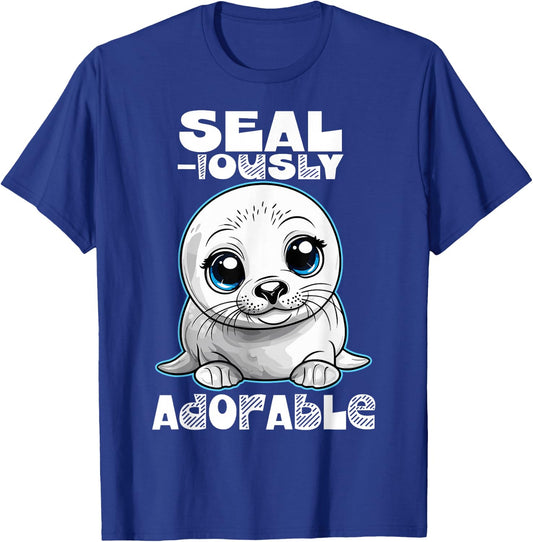 Seal-iously Adorable Baby Seal Funny Quote Design T-Shirt - T-Shirt | Royal