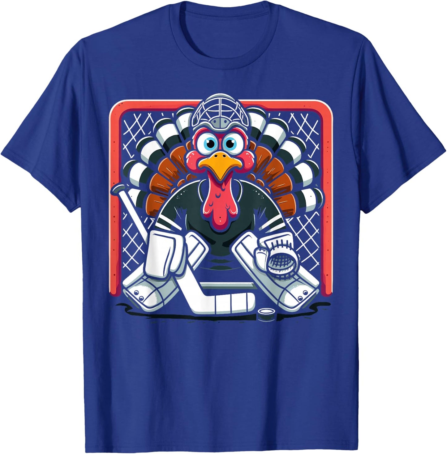 Thanksgiving Turkey Ice Hockey Goalie Youth Boys Thankful T-Shirt - T-Shirt | Royal