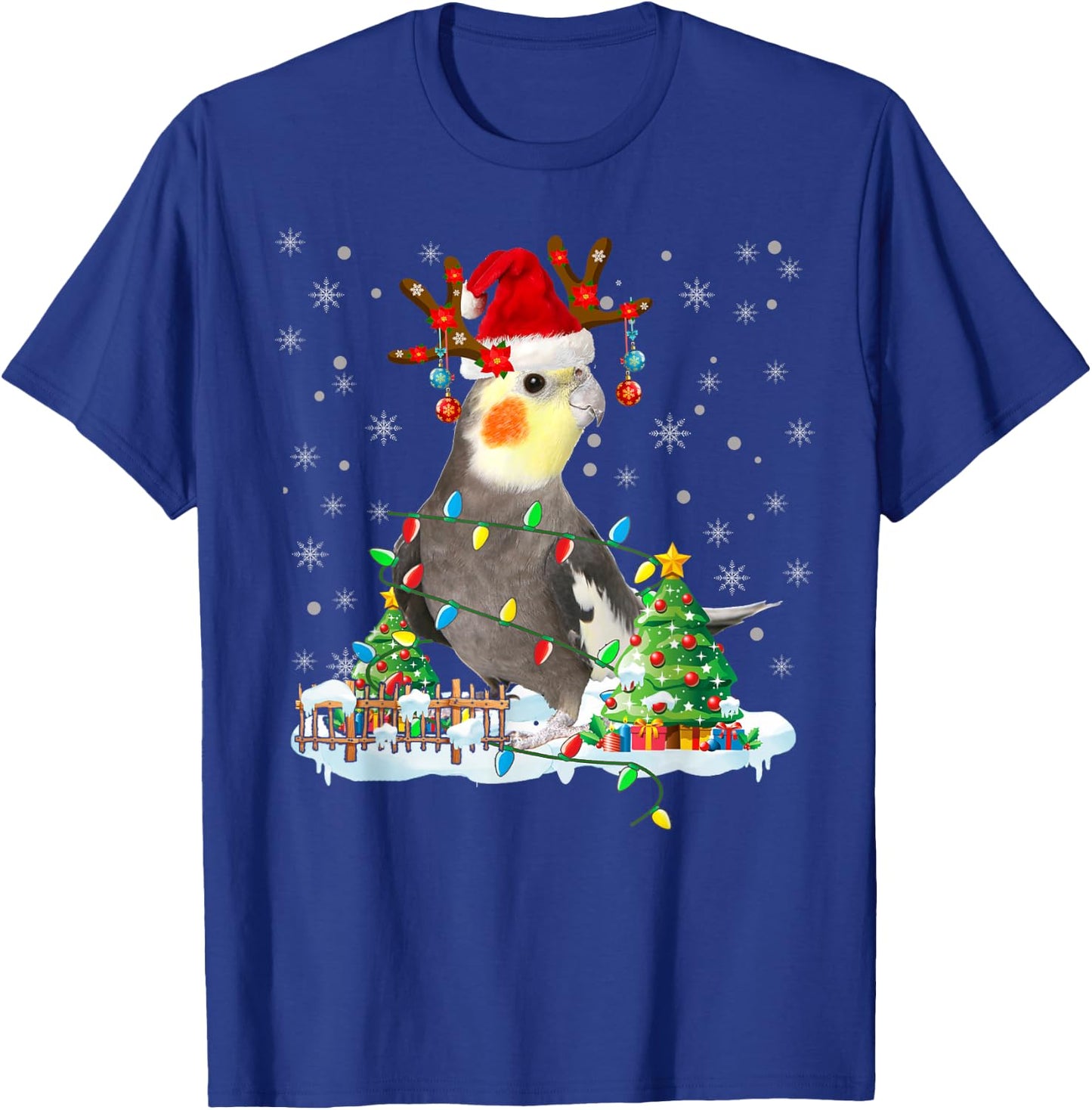 Christmas Cockatiel Lover Santa Cockatiel Christmas Lights T-Shirt - T-Shirt | Royal
