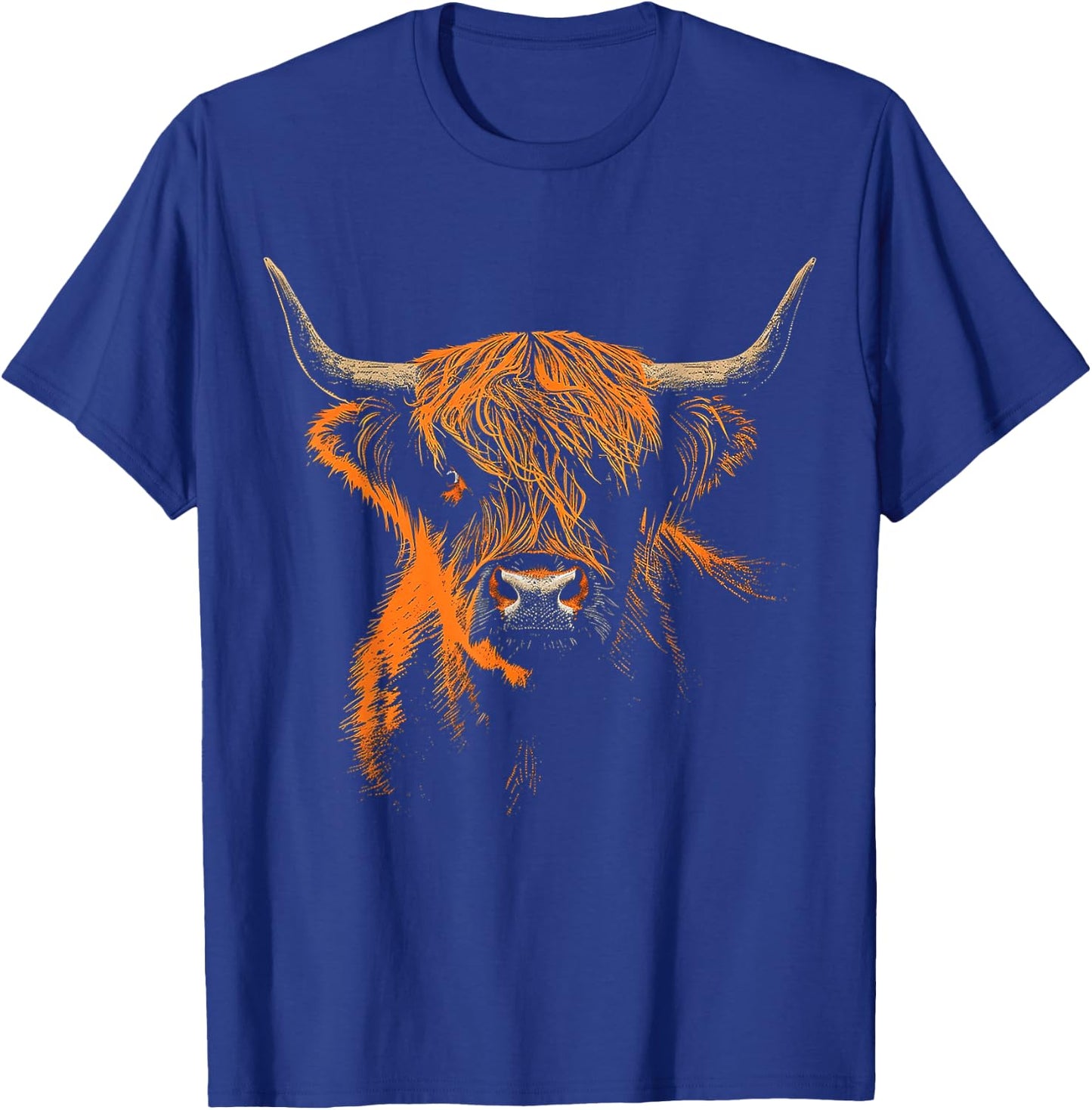 Highland Cow Farm Art Animal Portrait Graphic Highland Cow T-Shirt - T-Shirt | Royal