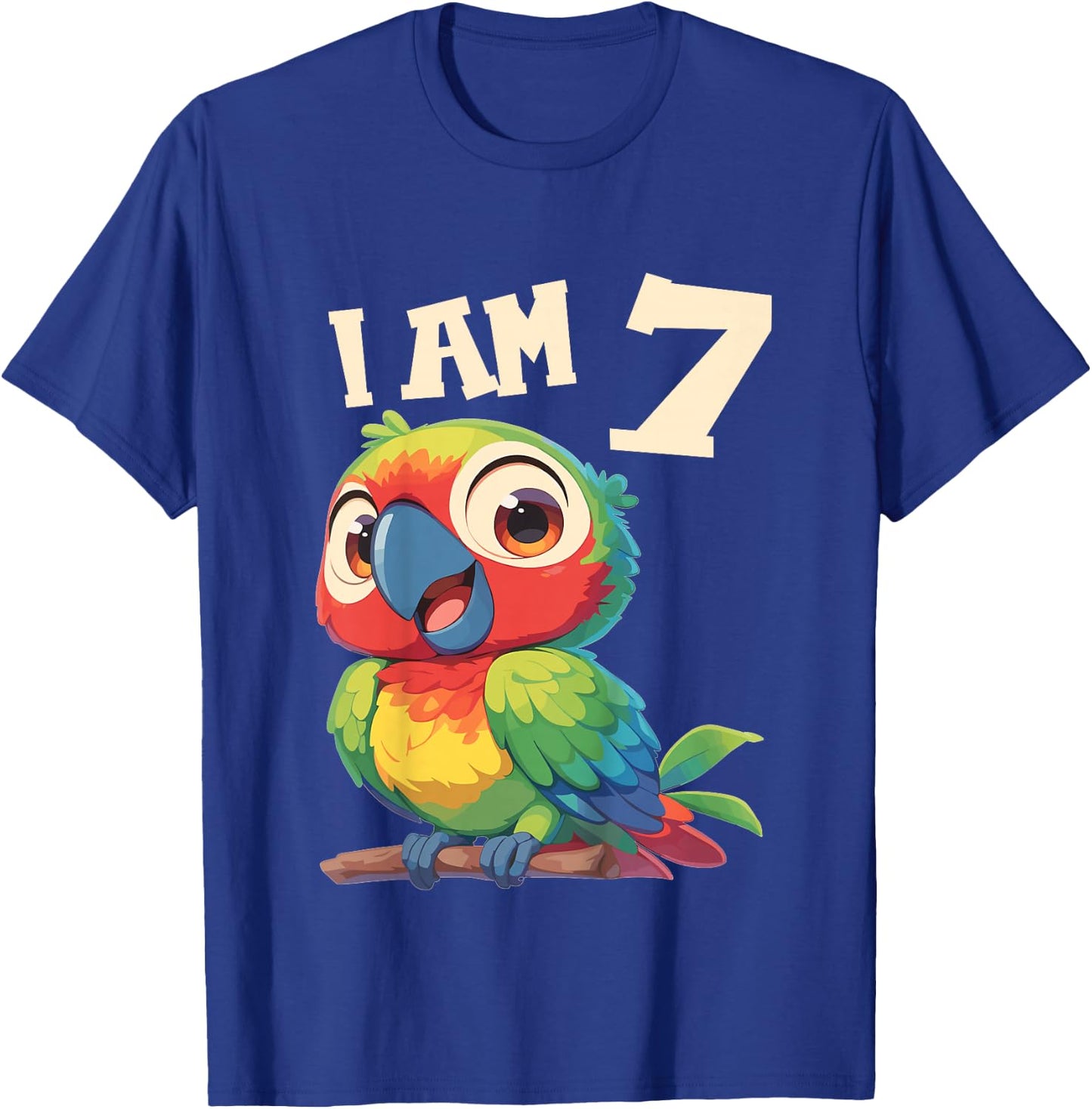 Kids 7 Years old 7 birthday Parrots Boy Girl Parrot T-Shirt - T-Shirt | Royal