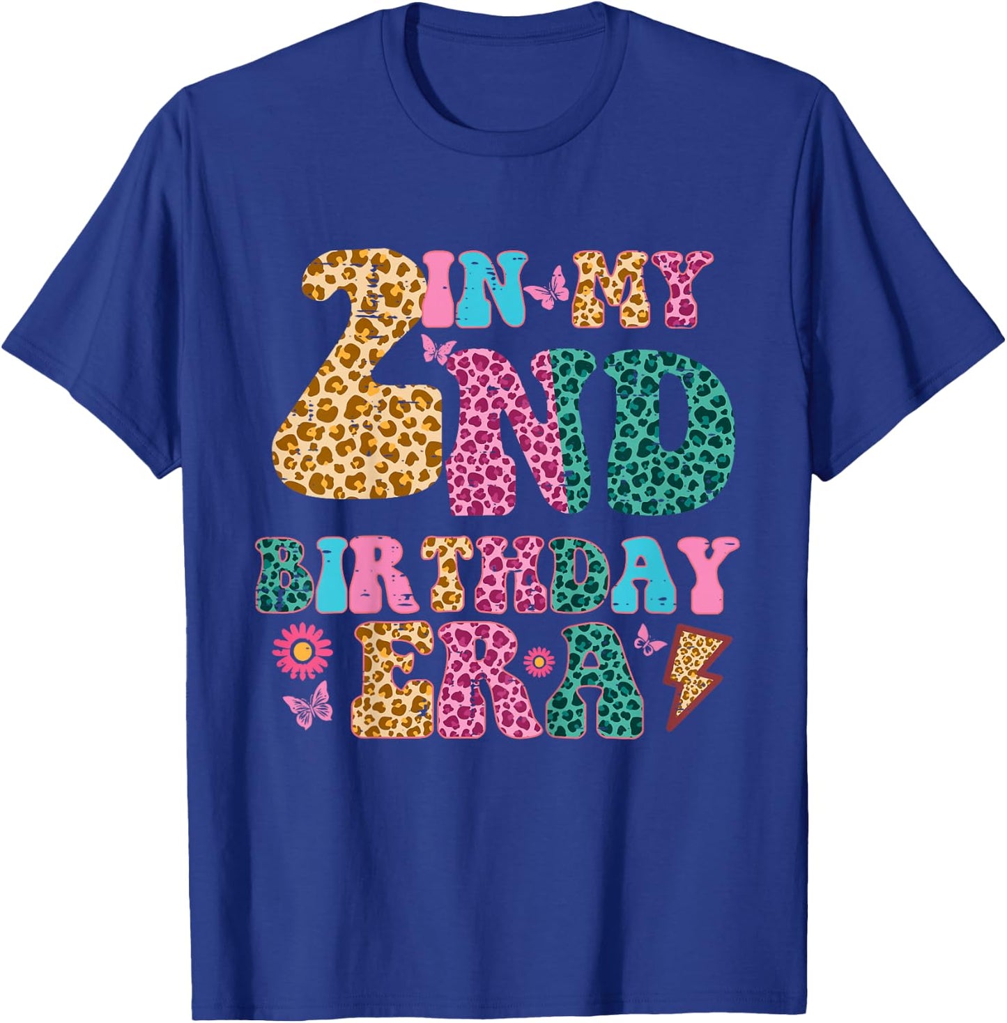 In My 2nd Birthday Era Leopard 2 Year Old Bday Girls Kids T-Shirt - T-Shirt | Royal