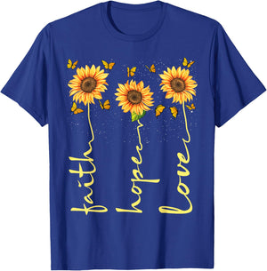 Christian Sunflower Faith Hope Love T-Shirt - T-Shirt | Royal