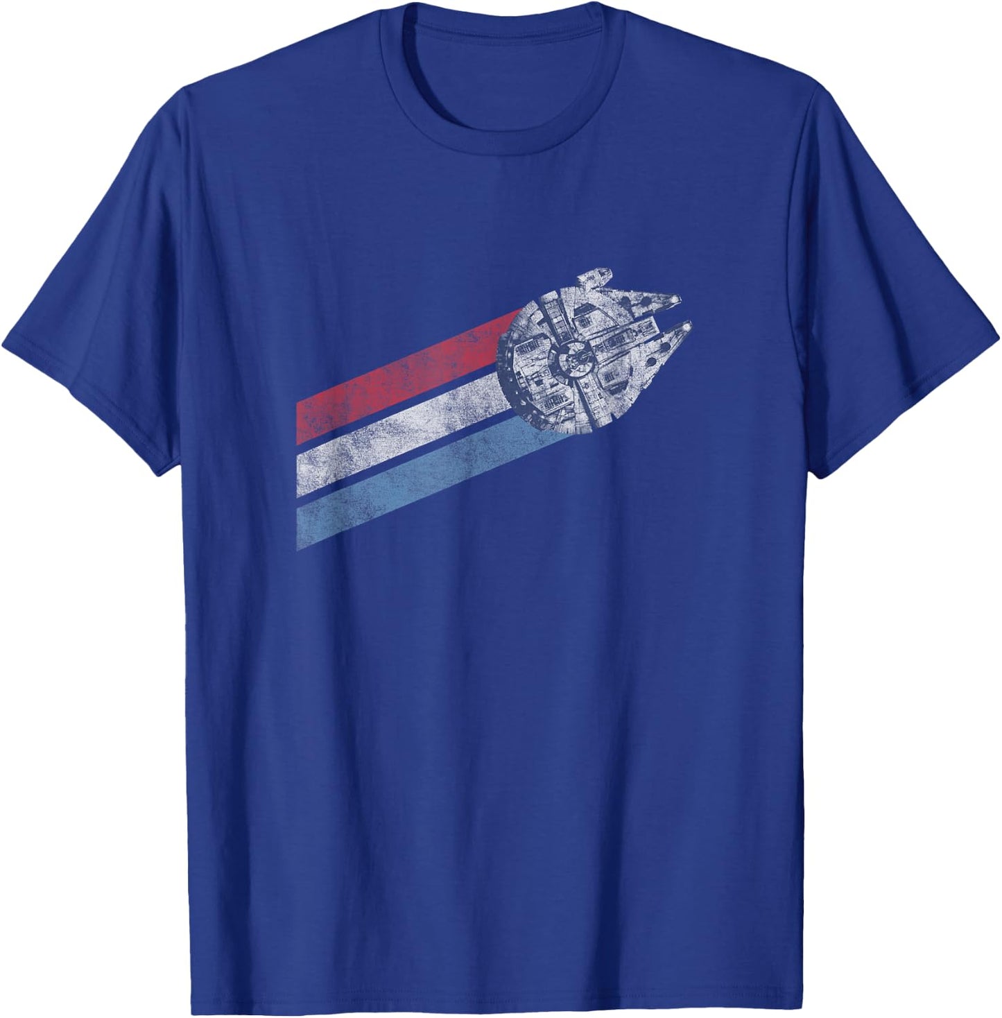 Star Wars Classic Americana Stripes Millennium Falcon Shot T-Shirt - T-Shirt | Royal