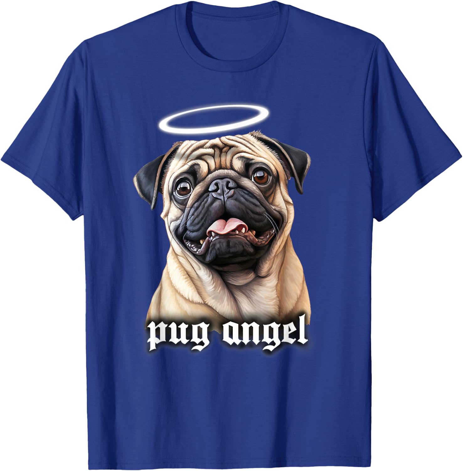 Pug Angel Dog Portrait T-Shirt - T-Shirt | Royal