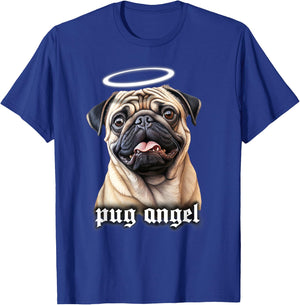 Pug Angel Dog Portrait T-Shirt - T-Shirt | Royal